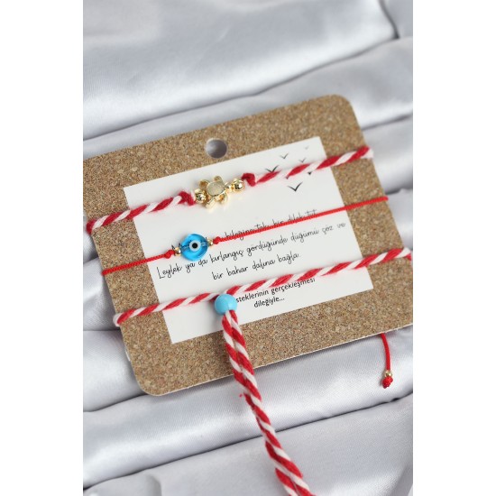 Marteniçka Bileklik 3'lü Caretta Caretta ve Nazarlı Model - TJ-BB8363