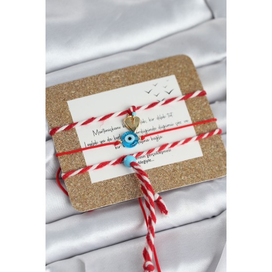 Marteniçka Bileklik 3'lü Sallantılı Kalp ve Nazarlı Model - TJ-BB8365