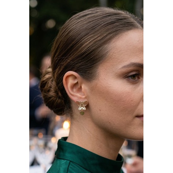 Füsun Küpesi Model Gold Renk Kelebek Model Pirinç Kadın Küpe - TJ-BKP11689