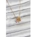 316L Çelik Gold Pembe Zirkon Taşlı Charmlı Kadın Kolye - TJ-BKO11011