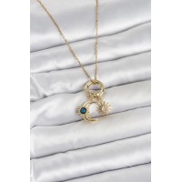316L Çelik Gold Renk Gece Gündüz Tema Charmlı Kadın Kolye TJ-BKO11015