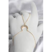 Pirinç Gold Renk Hilal Model Zirkon Taşlı Kadın Şahmeran TJ-SN751