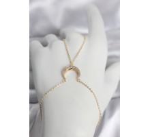Pirinç Gold Renk Hilal Model Zirkon Taşlı Kadın Şahmeran - TJ-SN751