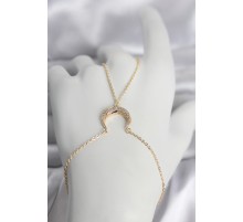 Pirinç Gold Renk Hilal Model Zirkon Taşlı Kadın Şahmeran - TJ-SN751