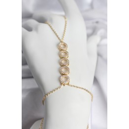 Pirinç Gold Renk Zirkon Taşlı Sıralı Halka Model Kadın Şahmeran TJ-SN763