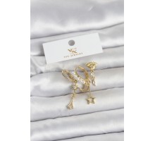 Pirinç Gold Renk Zirkon Taşlı Gece Temalı 3'lü Kadın Küpe - TJ-BKP11705