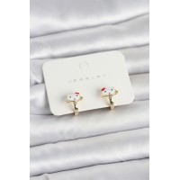 Gold Renk Kedi Model Mineli Çocuk Küpe TJ-BKP11719