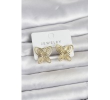 Füsun Küpesi Model Gold Renk Kelebek Model Pirinç Kadın Küpe - TJ-BKP11720