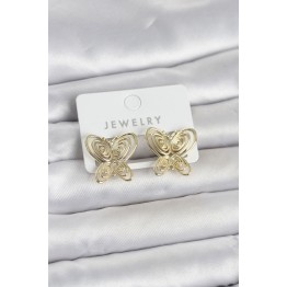 Füsun Küpesi Model Gold Renk Kelebek Model Pirinç Kadın Küpe TJ-BKP11720