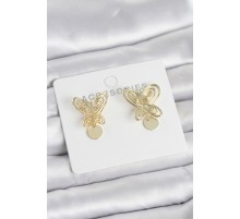 Füsun Küpesi Model Gold Renk Kelebek Model Pirinç Kadın Küpe - TJ-BKP11721