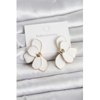 Beyaz Mineli Lotus Model Pirinç Kadın Küpe TJ-BKP11731