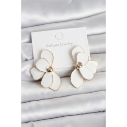 Beyaz Mineli Lotus Model Pirinç Kadın Küpe TJ-BKP11731