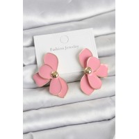 Pembe Mineli Lotus Model Pirinç Kadın Küpe TJ-BKP11733