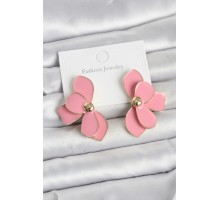 Pembe Mineli Lotus Model Pirinç Kadın Küpe - TJ-BKP11733