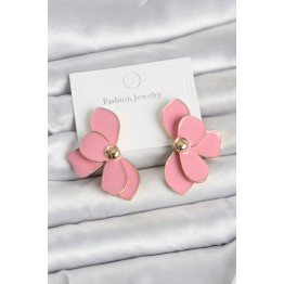 Pembe Mineli Lotus Model Pirinç Kadın Küpe TJ-BKP11733