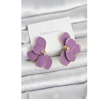 Mor Mineli Lotus Model Pirinç Kadın Küpe - TJ-BKP11735