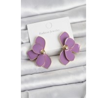 Mor Mineli Lotus Model Pirinç Kadın Küpe - TJ-BKP11735