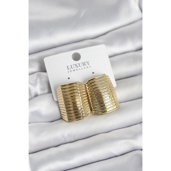 Gold Renk Pirinç Vintage Esintili Statement Küpe - TJ-BKP11736
