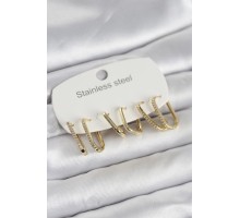 316L Çelik Gold Renk 6'lı Set Geometrik Model Kadın Küpe - TJ-BKP11741