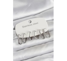 316L Çelik Gümüş Renk 6'lı Set Geometrik Model Kadın Küpe - TJ-BKP11742