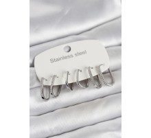 316L Çelik Gümüş Renk 6'lı Set Geometrik Model Kadın Küpe - TJ-BKP11742