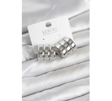 Pirinç Gümüş Renk Üçlü Görünüm Kadın Küpe - TJ-BKP11756