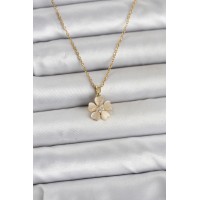 316L Çelik Zincir Gold Renk Yonca Model Kadın Kolye TJ-BKO11020