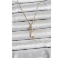 316L Çelik Zincir Gold Renk Zirkon Taşlı Deniz Kızı Model Kadın Kolye - TJ-BKO11024