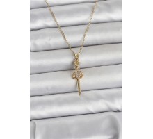 316L Çelik Zincir Gold Renk Kılıç Model Kadın Kolye - TJ-BKO11028
