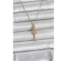 316L Çelik Zincir Gold Renk Kılıç Model Kadın Kolye - TJ-BKO11028