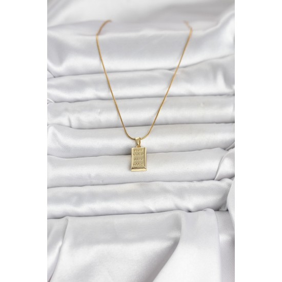 316L Çelik Zincir Gold Renk Külçe Altın Model Kadın Kolye - TJ-BKO11042