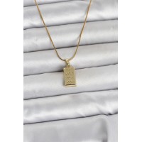 316L Çelik Zincir Gold Renk Külçe Model Kadın Kolye TJ-BKO11042