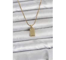 316L Çelik Zincir Gold Renk Külçe Altın Model Kadın Kolye - TJ-BKO11042