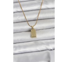 316L Çelik Zincir Gold Renk Külçe Altın Model Kadın Kolye - TJ-BKO11042