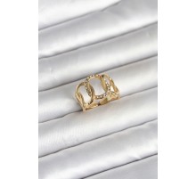 316L Çelik Gold Renk Samanyolu Model Kadın Yüzük - TJ-BYK4160