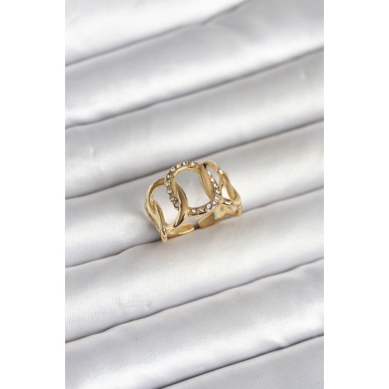 316L Çelik Gold Renk Samanyolu Model Kadın Yüzük - TJ-BYK4160