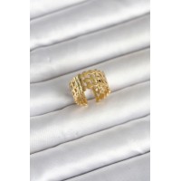 316L Çelik Gold Renk Hasır Model Kadın Yüzük TJ-BYK4161