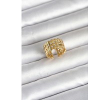 316L Çelik Gold Renk Hasır Model Kadın Yüzük - TJ-BYK4161