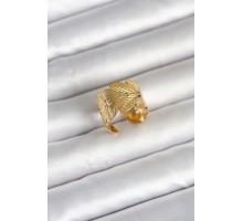 316L Çelik Gold Renk Başak Modeli Kadın Yüzük - TJ-BYK4162