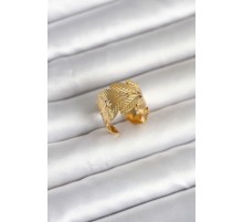 316L Çelik Gold Renk Başak Modeli Kadın Yüzük - TJ-BYK4162