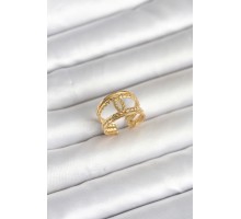 316L Çelik Gold Renk Burgu Düğüm Model Kadın Yüzük - TJ-BYK4163
