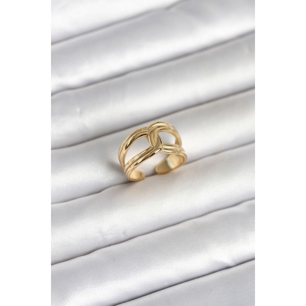 316L Çelik Gold Renk Düğüm Model Kadın Yüzük - TJ-BYK4165