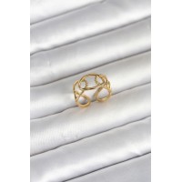 316L Çelik Gold Renk Zincir Model Kadın Yüzük TJ-BYK4166