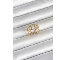 316L Çelik Gold Renk Zincir Model Kadın Yüzük - TJ-BYK4166