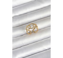 316L Çelik Gold Renk Zincir Model Kadın Yüzük - TJ-BYK4166