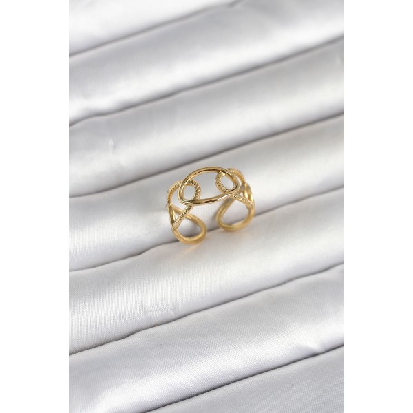 316L Çelik Gold Renk Zincir Model Kadın Yüzük - TJ-BYK4166