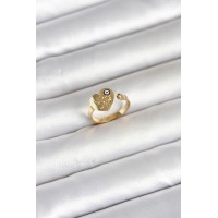 316L Çelik Gold Renk Nazar Detaylı Kalp Model Kadın Yüzük TJ-BYK4167
