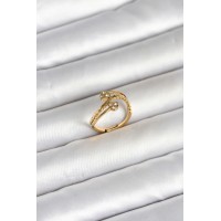 316L Çelik Gold Renk Zirkon Taşlı Kalp Model Kadın Yüzük TJ-BYK4168