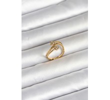 316L Çelik Gold Renk Zirkon Taşlı Kalp Model Kadın Yüzük - TJ-BYK4168