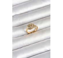 316L Çelik Gold Renk Zirkon Taşlı Kalp Model Kadın Yüzük - TJ-BYK4169